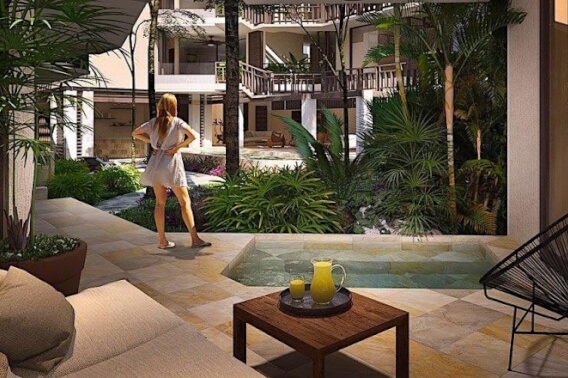 Private pool in your condo, gym, spa, yoga, ecological technology in Aldea Zama, Tulum, for sale.