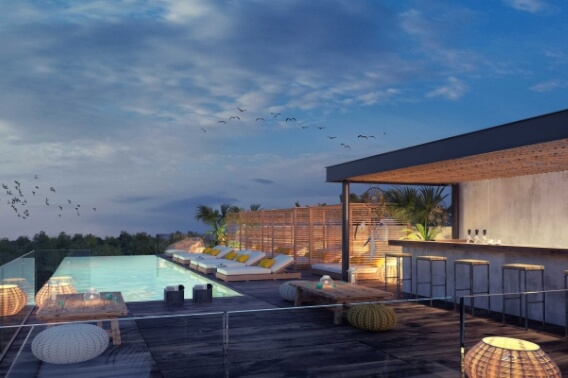 Condo with lock off system, art walk, Boho commercial area,5 star hotel amenities and services, in Tulum, sale.