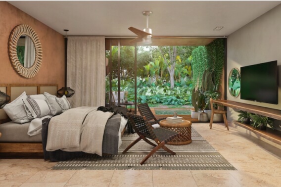 Studio with private pool, ethnic mall, instagram butler, +amenitiess in Aldea Zama for sale.