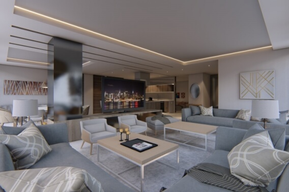 Luxury apartment for sale with amenities: spa, pool, beauty salon, childrens club. Located in the center of Cancun