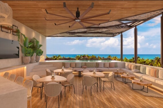 Ocean view from rooftop pool 3 bedroom condo fro sale in Cozumel Island.