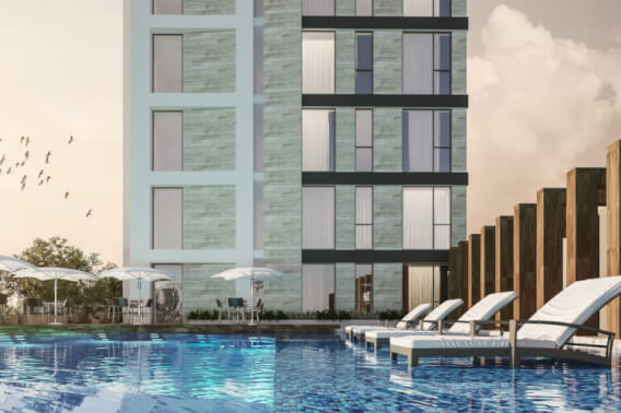 Penthouse 50 meters from the sea, smart home system, gym, kids club, pool, grill, for sale Costa Mujeres Cancun.