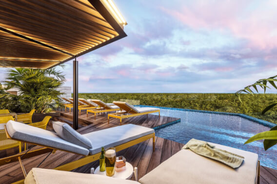 Apartment with pool, hammocks, outdoor cinema for sale Playa del Carmen