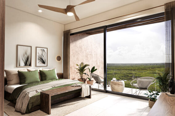 Apartment with common terrace overlooking the sea, barbecue area and pool, access to the beach, pre-construction, for sale Tankah Bay Tulum.