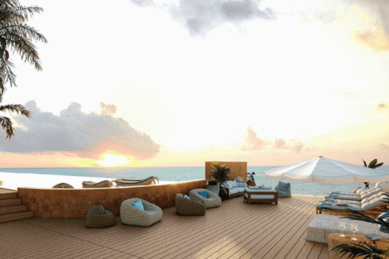 Apartment with ocean views from the common pool, barbecue area, access to the beach, under construction, for sale Tankah Tulum.???????