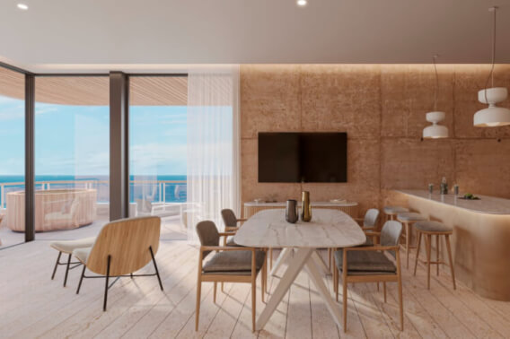 Apartamento frente el mar con Jacuzzi, amueblado, pre-construcci&oacute;n,  Venta en Puerto Morelos.