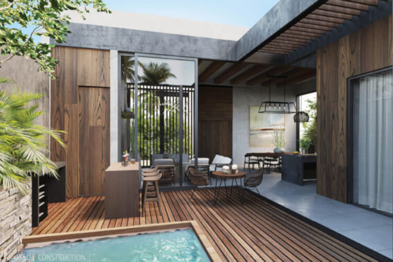 Spacious house with private pool, terrace, patio, bar, cellar. Common areas, zen area, barbecue area, lounge bar.