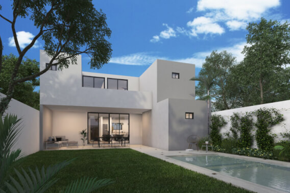 Two-Story House with Pool and Service Room for Sale in Temoz&oacute;n Norte, M&eacute;rida