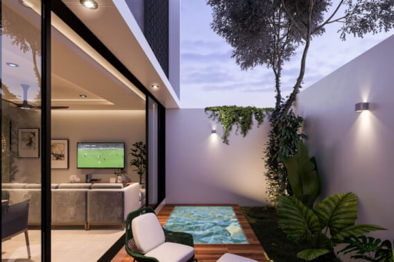 House with pool, solar panel, clubhouse with amenities, for sale Cholul Merida