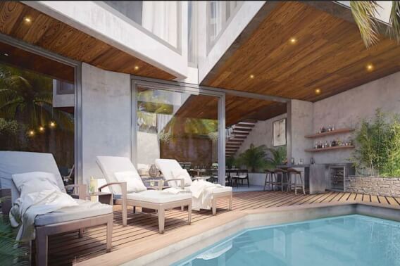 Golf course home with private pool, bar lounge, barbecue area, zen zone, in gated community, with beach club, golf course, spa, sports field