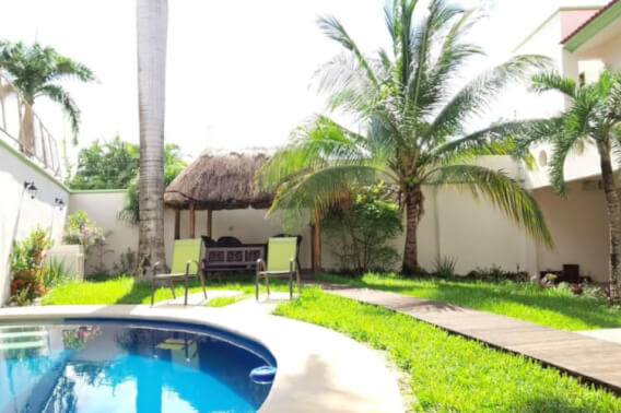 House with private pool, palapa, palm trees and garden, for sale
