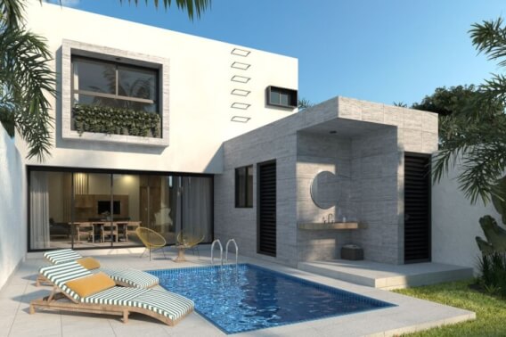 House with private pool, OPPORTUNITY PRICE, interphone, furnished, laundry room, in Repobladores area, pre-construction for sale in Cozumel.