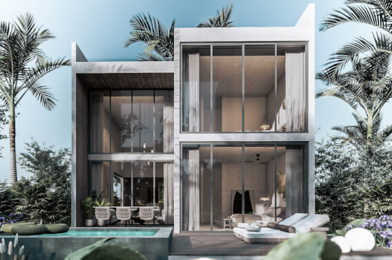 House with private pool, rooftop, double-height window, pre-construction, for sale in Country Club, Cozumel.