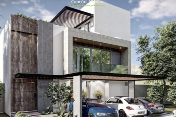 House with private pool, TV room, big roof garden terrace, parking for 3 cars, clubhouse with sports fields and amenities in Residencial