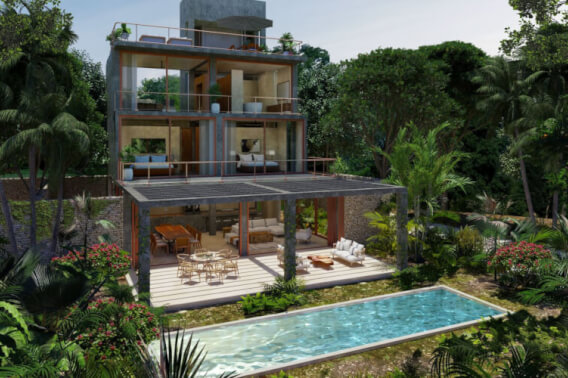 House with private pool and roof garden, full wall windows with green views, concierge, transportation service, and amenities for all tastes