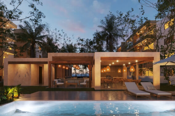 House with balcony, common pool, Pre-Construction, Selvanova, Playa del Carmen