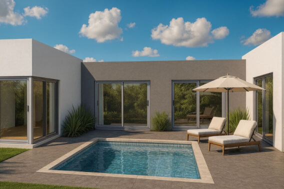 Casa de una planta dentro de un campo de golf con alberca privada y amenidades