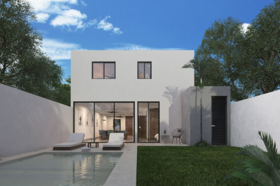 Modern Two-Story House with Private Garden for Sale in Temoz&oacute;n Norte, M&eacute;rida