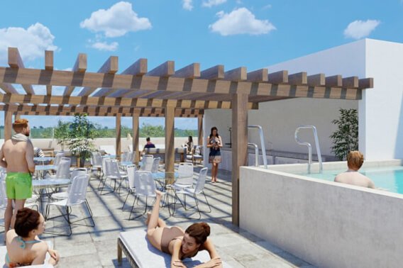 Condo con alberca, rooftop, jacuzzi, en venta, Playa del Carmen.&nbsp;