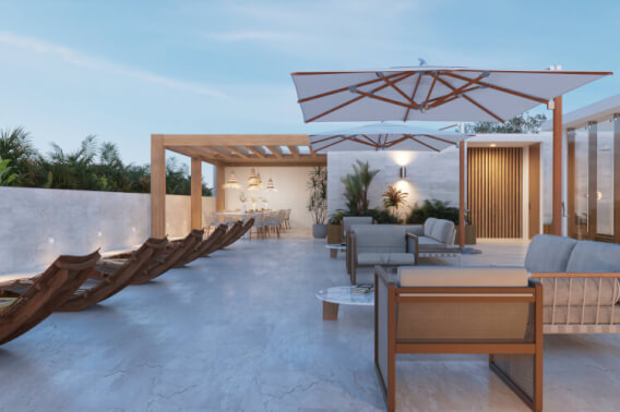 Condo with pool, terrace, and golf simulator for sale, Puerto Cancun, Cancun.