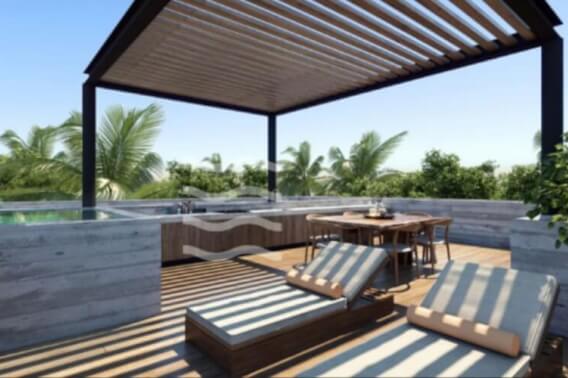 Condo with concierge, cinema, spa, gym, sky lounge, restaurant, dog area and more amenities in pre-construction, Cancun for sale.