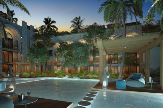 Condominium with garden, terrace, pool, sauna and jacuzzi, for sale, Playacar, Playa del Carmen.