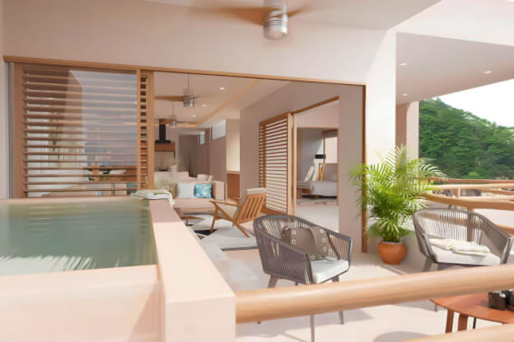 Condo with ocean view and private pool for sale in Huatulco.