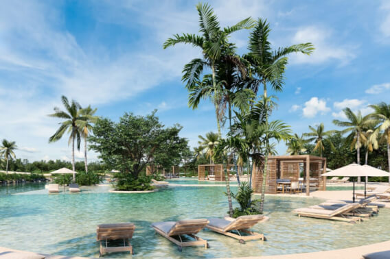 Condo with beach club, golf, pool, for sale in Playa del Carmen.