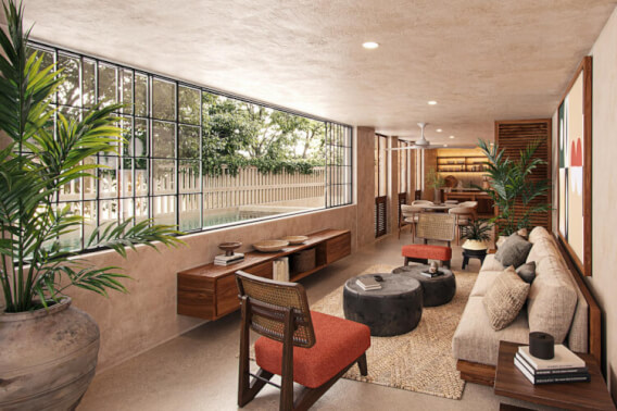 Two-level condo with garden, terrace, and private pool for sale in Merida Centro.