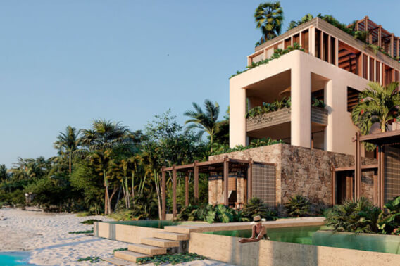 Oceanfront condo, private pool, terrace, lock off, pre-sale Tulum.