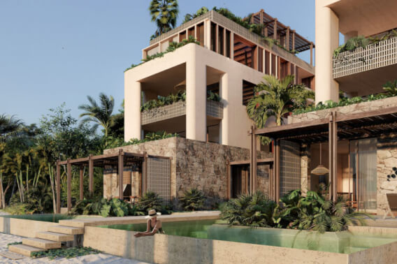 Oceanfront condo with private pool and terrace, pre-construction Tulum.