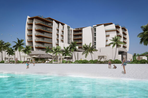 Oceanfront condo with spacious terrace, pre-sale Playa del Carmen.