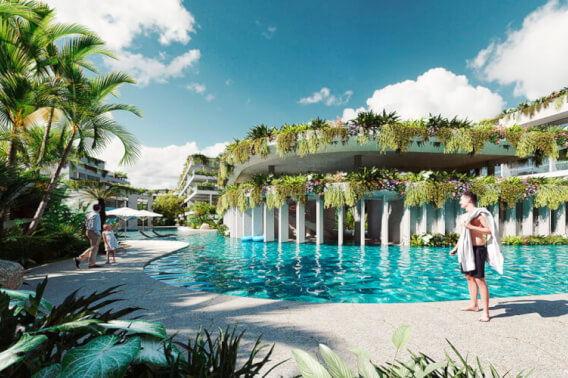 Condominium 4 pools, playground for children, Pet zone, gym, clubhouse, restaurant, terrace bar, concierge and more, for sale Playacar, Play