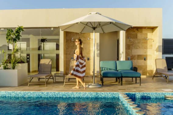 Condominium steps from the beach, ocean view pool, Playa del Carmen for sale.