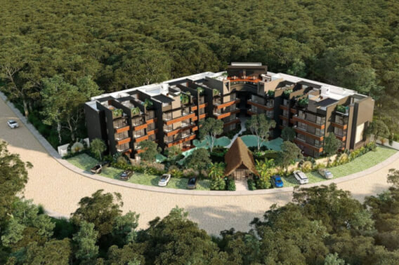 Condo with pool for adults on the rooftop and bar, barbecue area, family pool, spa, co-working, gym, pre-construction for sale, Aldea Zama,