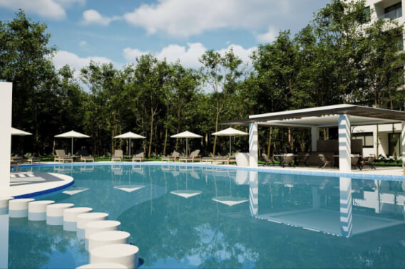 Condominium with lock off, terrace, cellar and laundry room, overlooking the forest, spa, sports courts, swimming pool, jacuzzi, children&amp;#39;s