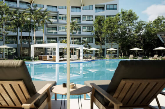 Condominium with lock off, terrace, cellar and laundry room, overlooking the forest, spa, sports courts, pool, jacuzzi, children&amp;#39;s club, in