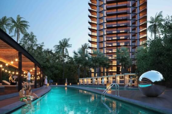 Condominium with Spa, restaurant, sky lounge, cinema, concierge, dog area and more for sale Cancun, pre-construction.