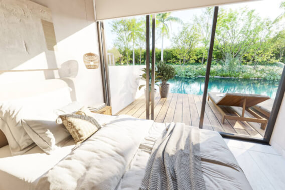 Condominium with swim up, enter the pool from your terrace, with beach club, golf course, for sale, Corasol, Playa del Carmen, pre-construct