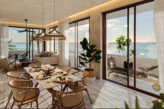 Condominium with private terrace, for sale, beachfront, Puerto Morelos.