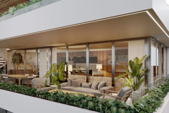 Luxury condominium 387 m2 with garden, cenote, pool, 400 meters from the beach, on the golf course, pre-construction-sale Playacar