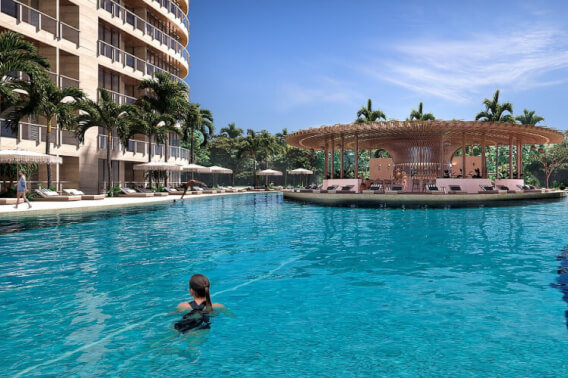 Panoramic green view condo, petfriendly, pre-construction, for sale Cancun.