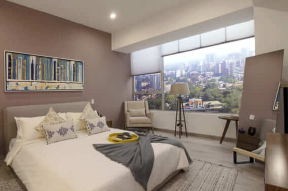 Double height condominium, heated pool, cafeteria, sky lounge, garden, pet friendly, pre-construction for sale San Angel Mexico City