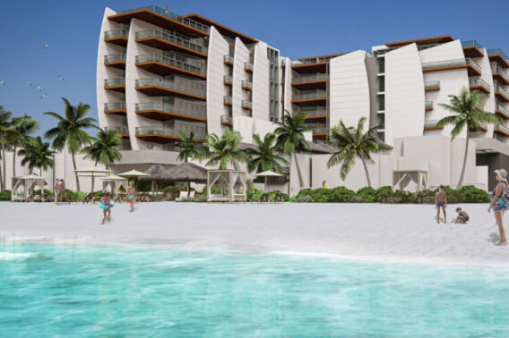 Oceanfront condominium with terrace and balcony, pre-sale Playa del Carmen.