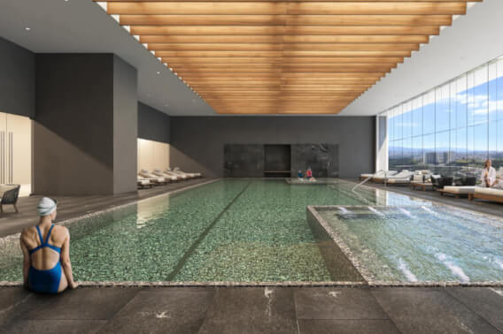 3 bedroom apartment, plus study and family room, service room with bathroom, cinema, spa, playground for children, game room for adults, poo