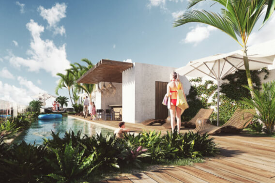 Condo 1.5 kilometers from the beach with jacuzzi, 2 pools, yoga area, gym, coworking, for sale Playa del Carmen