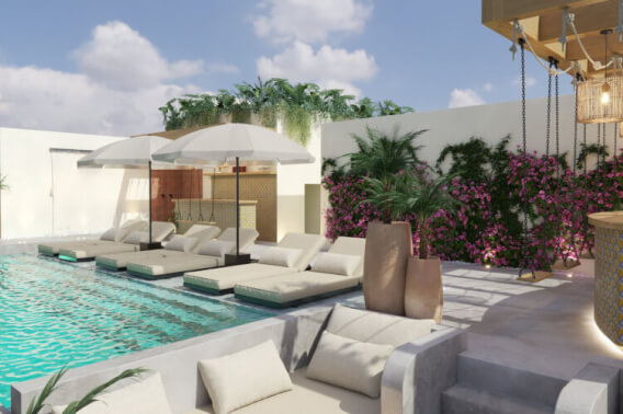 Condo two blocks from the beach with oceanview rooftop, Colosio Playa del Carmen