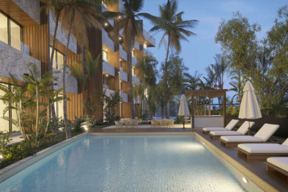 Apartment with pool, paddle tennis court, bar, grill, jacuzzi, for sale Cozumel