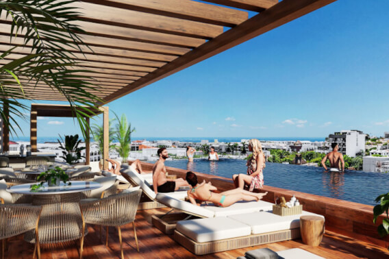 Apartment with 2 terraces, one in the main bedroom, rooftop with pool, jacuzzi, gym, coworking, concierge, pre-construction, for sale, Playa