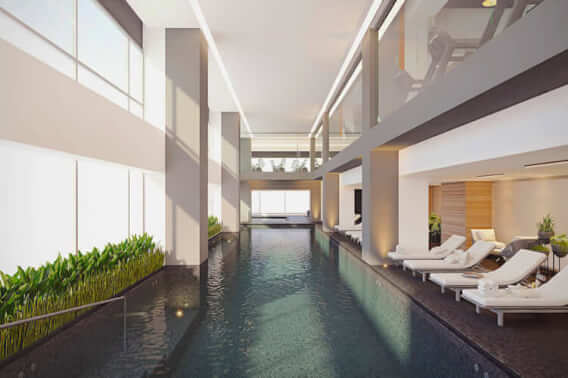 Condominium with heated pool, cafeteria, sky lounge, playground for children, pet friendly, green areas, pre-construction for sale San Angel